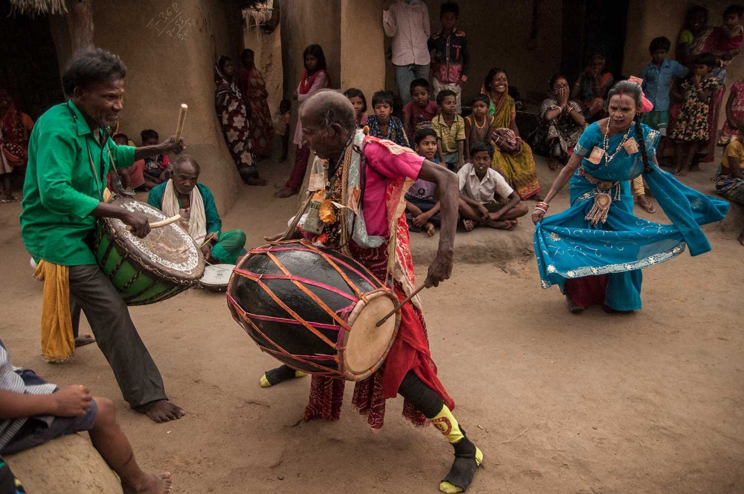 Chepu and Amrito plying drums together