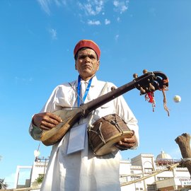 Premlal, a farmer-musician from Chamba district, performing at a recent festival