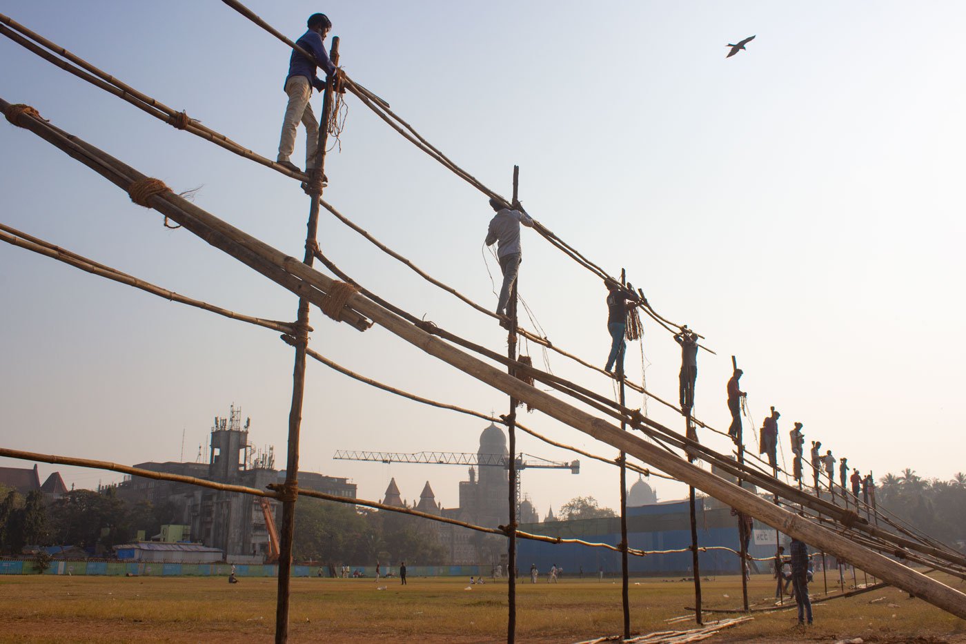 In Mumbai’s Azad Maidan, UP migrant Ram Mohan is among the labourers – many in their families back home are farmers – pitching tents for the thousands coming from Nashik to protest against the farm laws