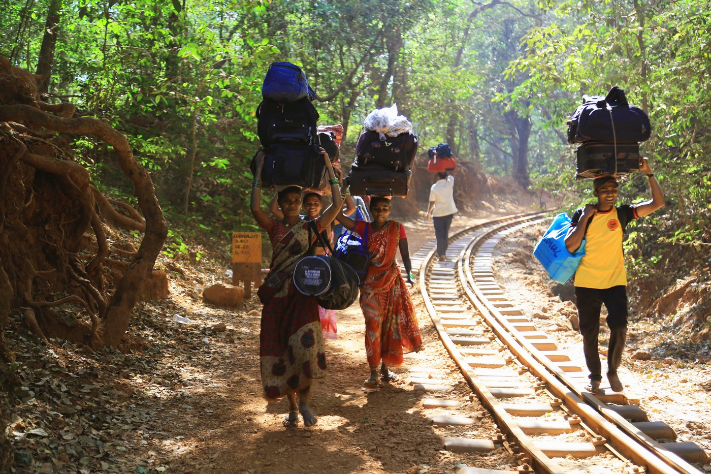 Headporters walking in Matheran