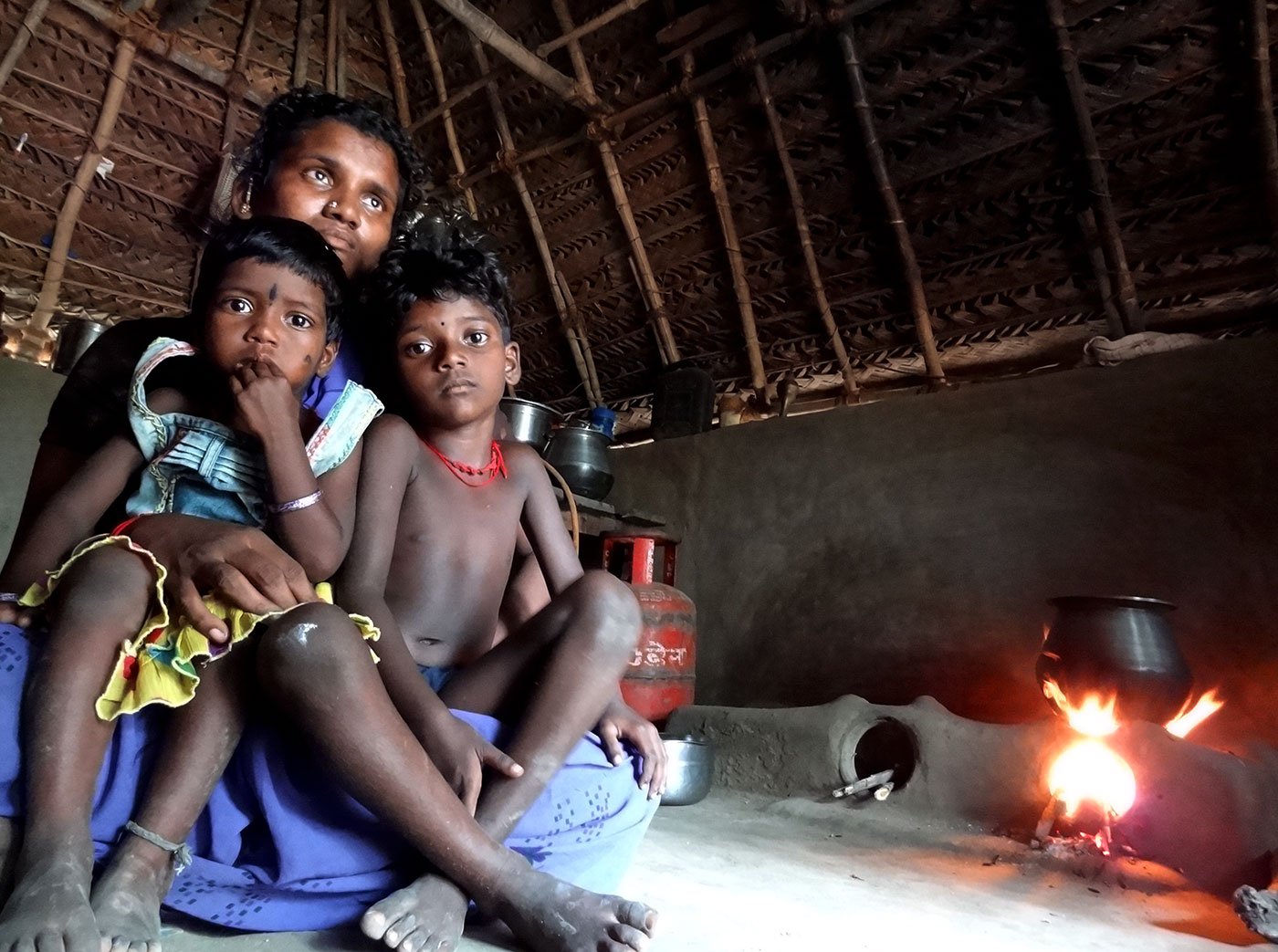 Kavitha with her two children