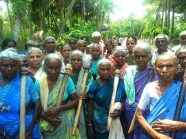 At a '100-day' site, the elderly battle drought