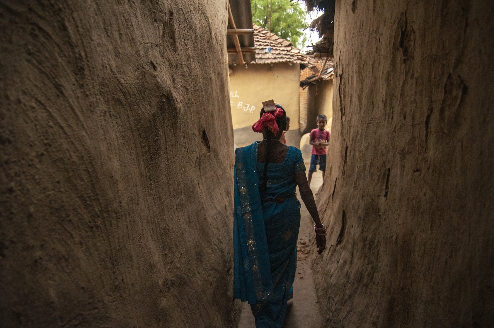 Charubala walks to the open space 