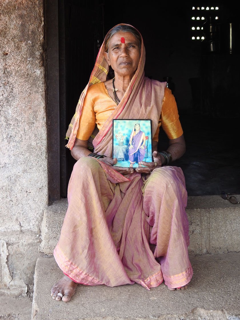 The late Jai Sakhale (left) and her daughter, Lilabai Shinde, with her mother's photo 

