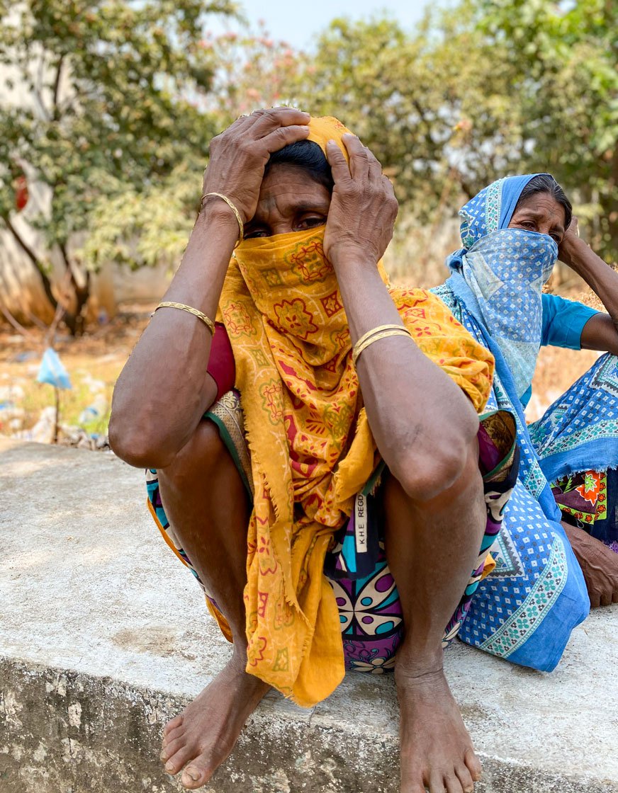 Malati Digha, Vaman's grieving wife (left) and relatives outside ReVera Hospital in Vikramgad: 'He could have recovered...'