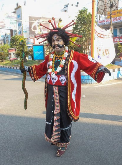 In Anantapur, Andhra Pradesh, police rope in a mythological sorcerer in the battle against the coronavirus