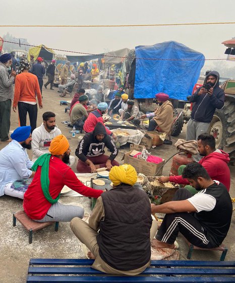 Left: Cheeku Dhanda, on the way to Singhu border for the tractor rally on January 26. Right: A photo from Cheeku’s last trip to Singhu