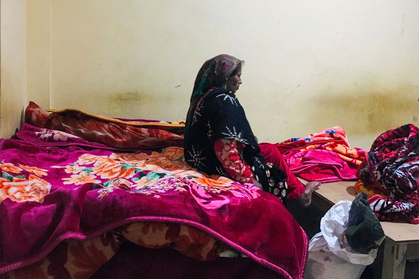 Gauri Devi in the temporary shelter provided by the Chamoli district administration