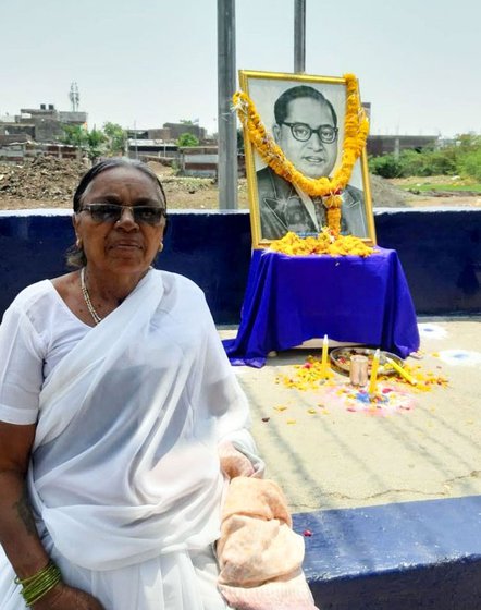 Rangu Potbhare in Majalgaon's Bhim Nagar on Ambedkar Jayanti in 2021