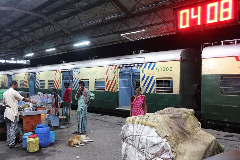 Breshpati Sardar at Canning railway station in the morning