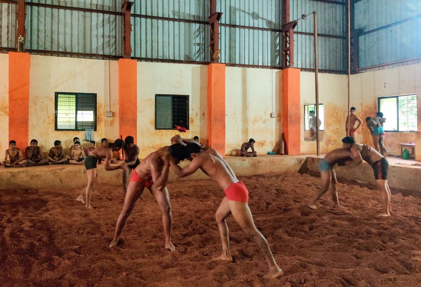 Tournaments used to be a good source of income for aspiring wrestlers says Kiran Jawalge (left), who coaches the Hatlai Kusti Sankul students