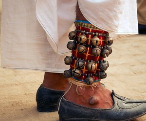 Ghungroos helped the farmers from Rajasthan draw the attention of onlookers.