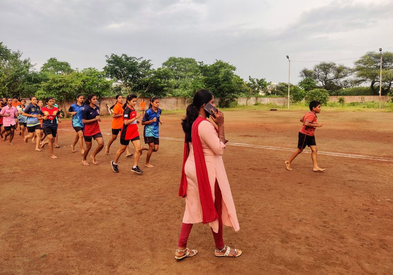 Left: Sarika Kale is a former national kho-kho captain and an Arjuna awardee. Right: A taluka sports officer now, Sarika trains and mentors kho-kho players