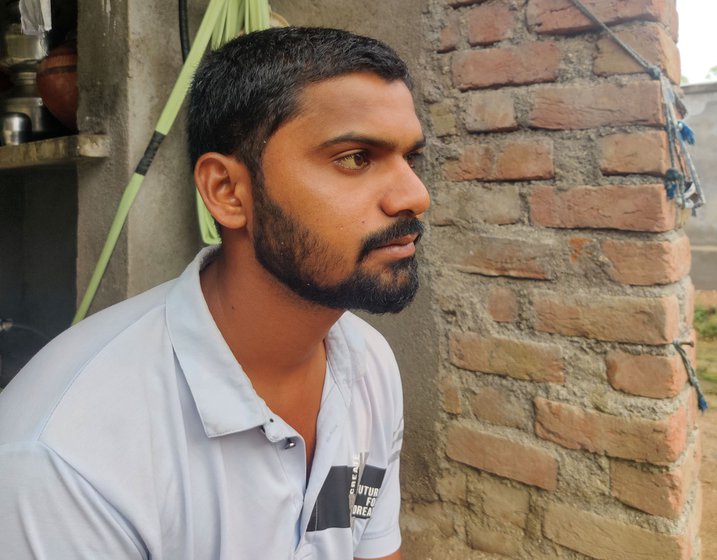 Karan Veergama in his home in Rojid. He is yet to come to terms with losing his father, Bhupadbhai