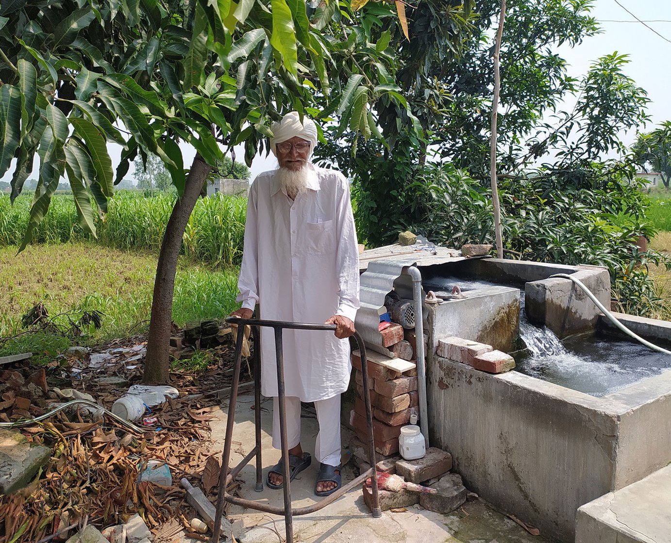 Bhagat Singh Jhuggian at the tubewell where the Khalistanis laid an ambush for him 31 years ago