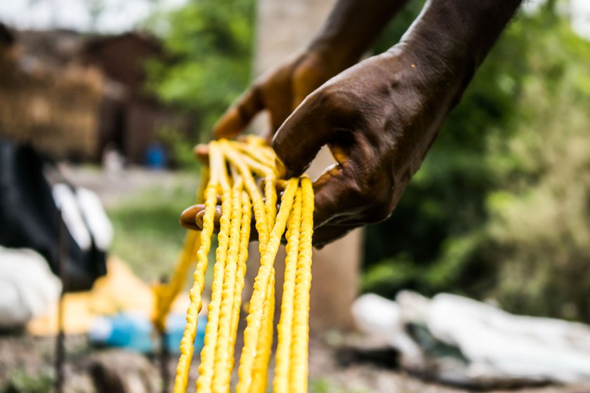 The powdered colours the Bhores use to make ropes for the Bendur festival in June, cannot be obtained from Miraj in the lockdown. 'Already we are late', says Amit

