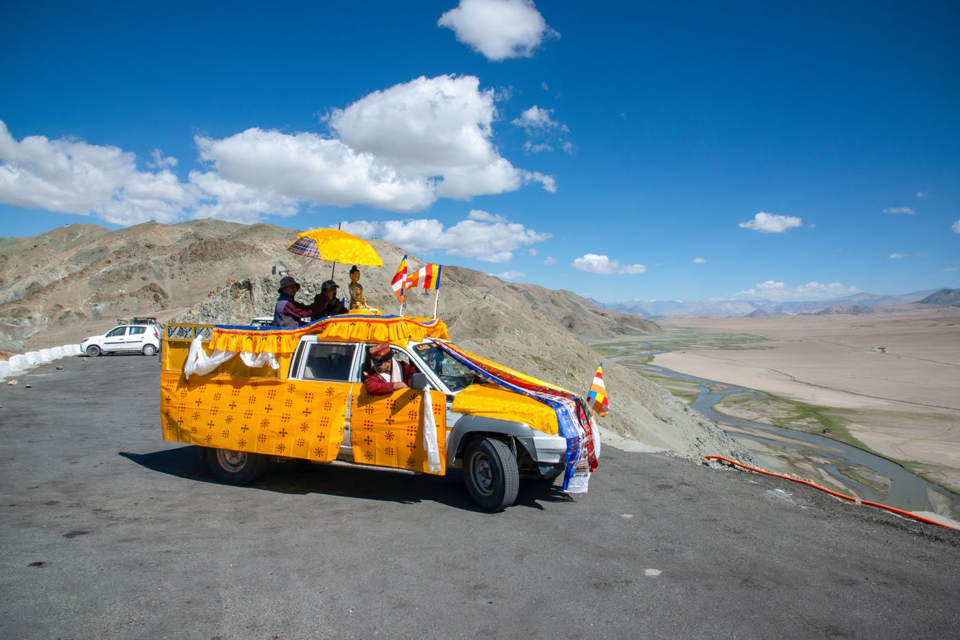 The religious procession along with the Buddha idol reaches the monastery in Hanle; this is the main monastery in the area