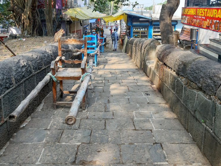 When the high school closed, for students still studying in the ZP school it meant moving from Gharapuri right after Class 7, as did Kalpesh Mhatre (left), who eventually found work as a ‘kursiwallah’ (right) at Elephanta caves