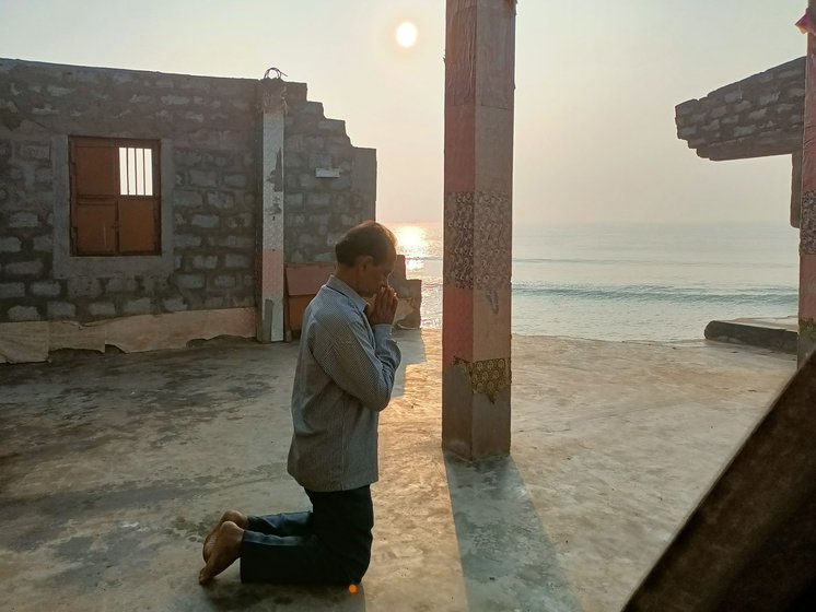 The cyclone also wrecked the fishing colony's church, so prayers are offered in the open now