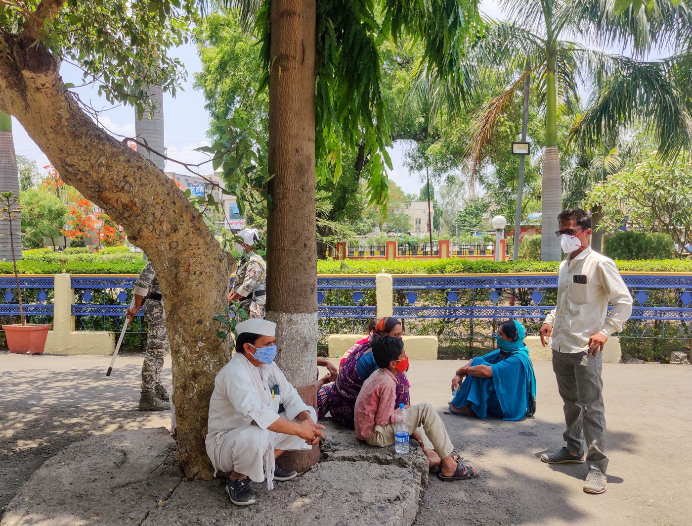 Ramling Sanap's extended family outside the superintendent of police's office in Beed on May 21