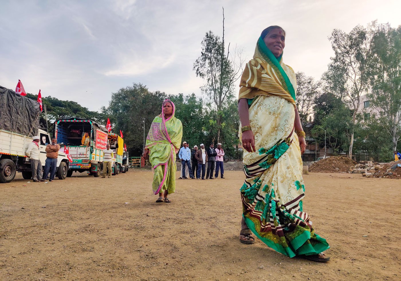 Mangal in front, Mirabai behind: the last few years of participating together in protests have cemented their bond