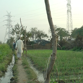 Farmer walking in the field 