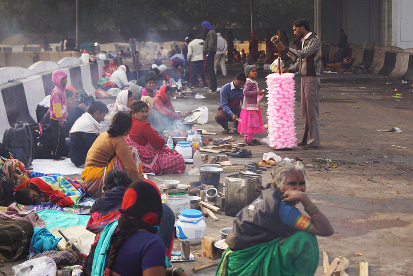 Families, who had come to Delhi due to the drought back home 