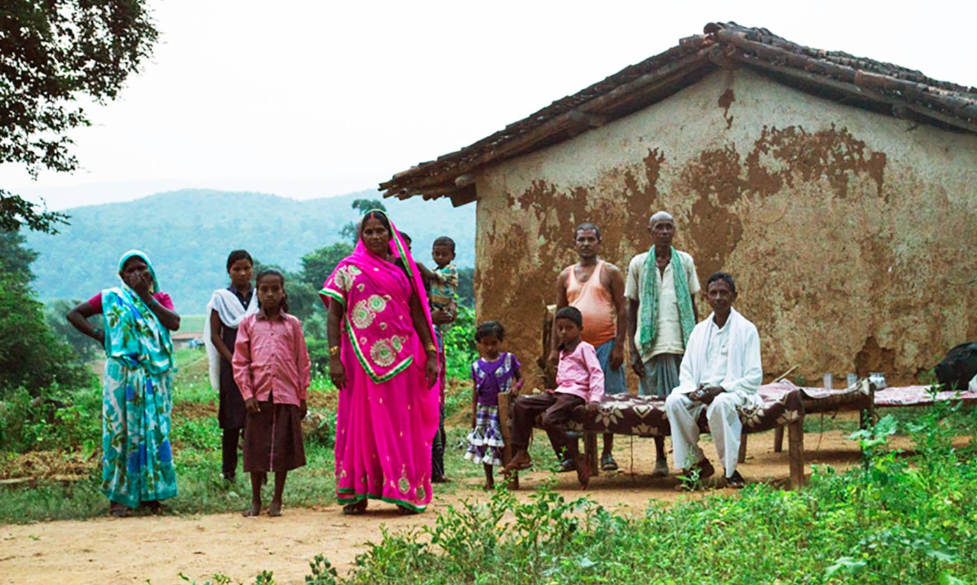 Family outside home