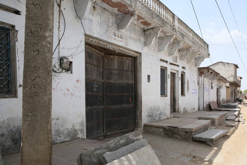 Left: Bholi and her family were forced to leave their home in Dariba village four months after the incident. Right: She moved with her husband Pyarchand (right) and family (including daughter-in-law Hemlata, on the left) to Bhilwara city

