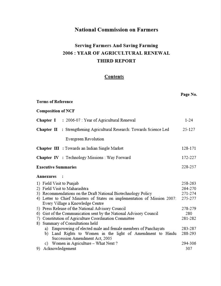 Serving Farmers And Saving Farming; 2006: Year of Agricultural Renewal – Third Report