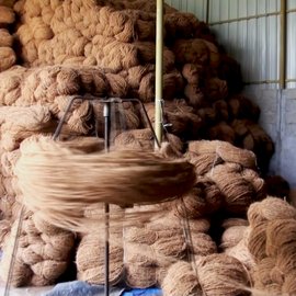 Making coir out of coconut husk