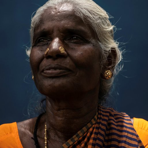 M. Rakkama is a Folk singer and <em>kummi</em> (a folk dance form) dancer from Vadapalanji, Thiruparankundram, Madurai, Tamil Nadu