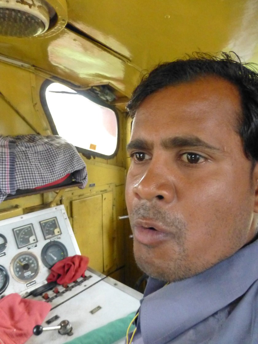 As the train nears Raipur, he hasn’t a chance of squeezing in and has to run up to the driver’s cabin and stand there till the next gate