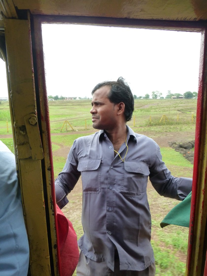 As the train nears Raipur, he hasn’t a chance of squeezing in and has to run up to the driver’s cabin and stand there till the next gate